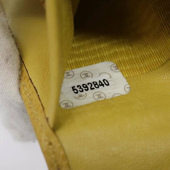 CHANEL COCO Mark Card Case Caviar Skin Yellow CC Auth am6890 - Picture 12 of 16